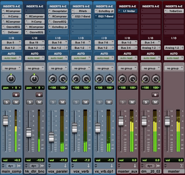 The vocal channel-strips used in "Diamond Piercing"